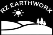 Logo that shows a landsccape and the text: RZ Earthworx